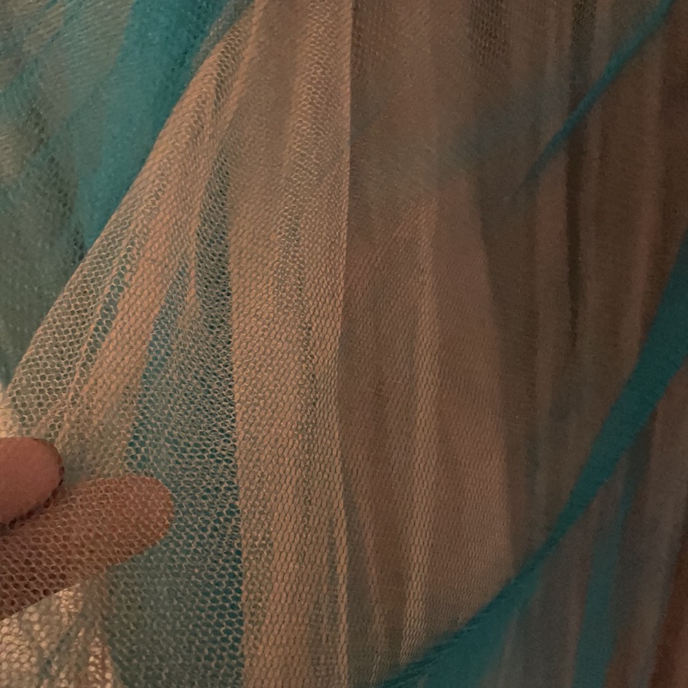 Cache teal and tan tulle cocktail prom dress - Picture 5 of 15